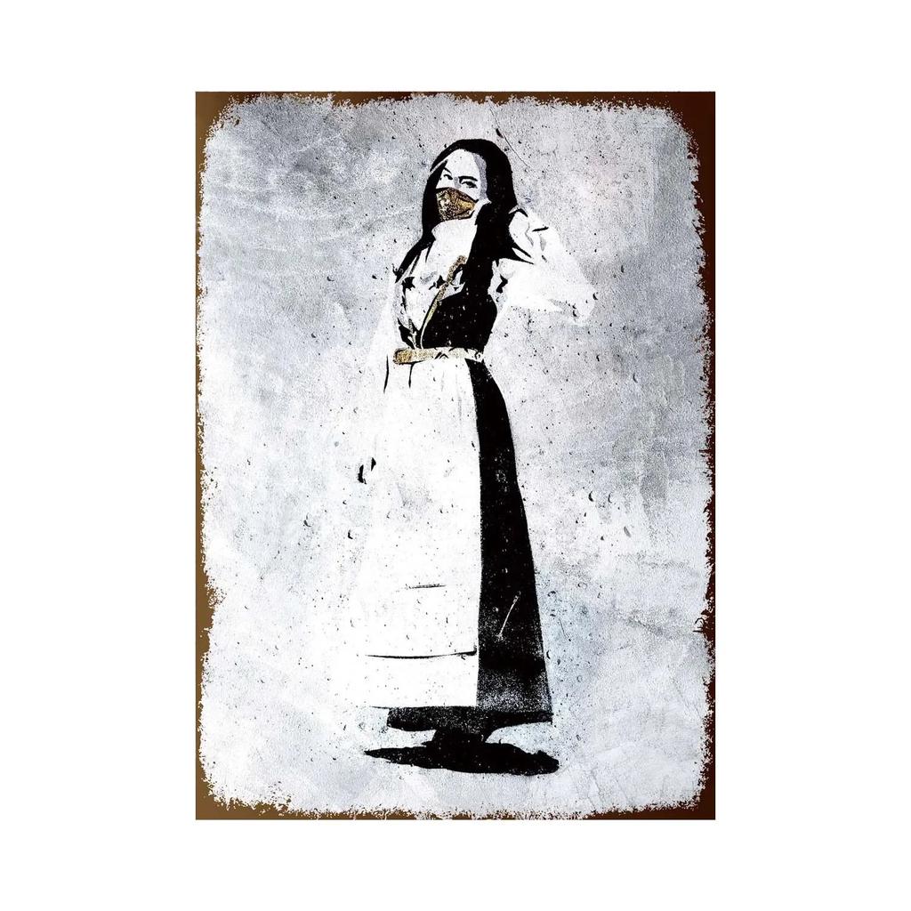 Banksy Graffiti Art Metal Tin Sign Poster Street Wall Painting Love Little Boy Poster Living Room Corridor Bar Home Decoration
