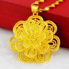 Vietnam Sand Blooming Wealth Necklace Hollowed Flower Lotus Pendant Luxury Clavicle Chain  Gifts
