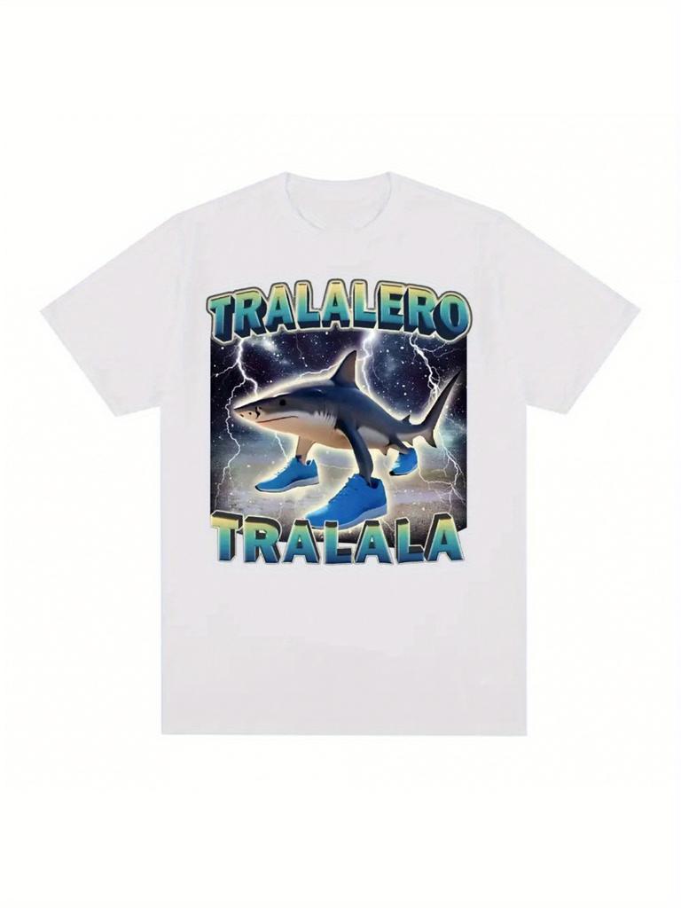 Tralalero Tralala Funny Shark Meme T-Shirt Black Retro Hip Hop Style Tee for Men & Women Casual Humor Graphic with TRAILERA Text
