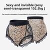 Plus Size Ladies Summer Sexy Lace Leopard Print Mulberry Silk Extended Crotch Triangle Briefs