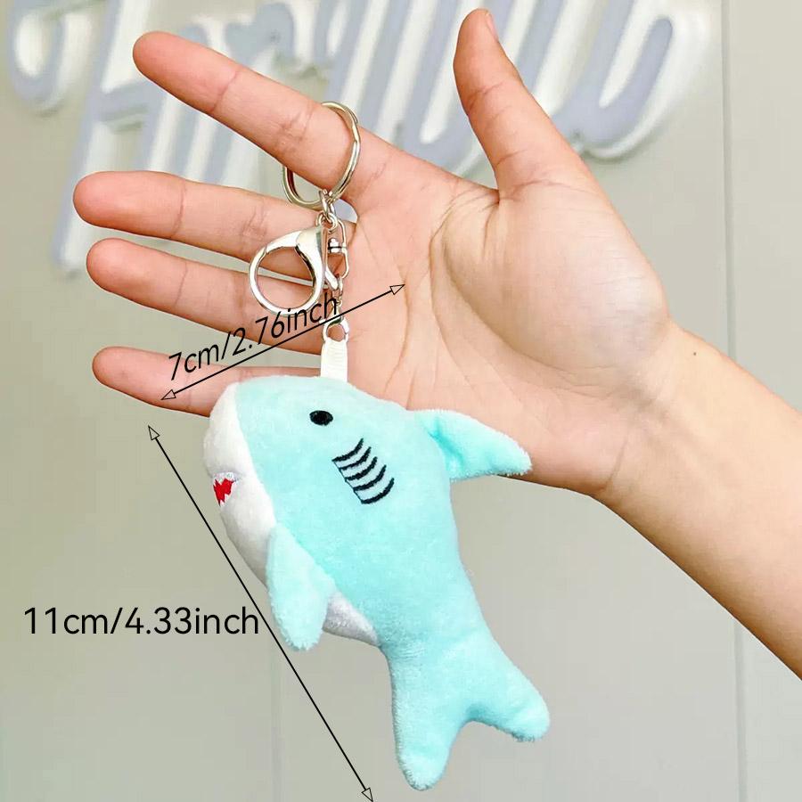 Cute Plush Ocean Shark Keychain Unisex 4 Colors Schoolbag Key Handbag Pendant Hanging Trinket Children Couple Gift Accessories