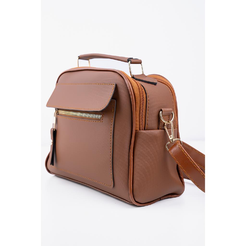 Damen-Hand- und Umhängetasche aus schwarzem Lacost-Leder mit 3 Fächern und verstellbarem Riemen