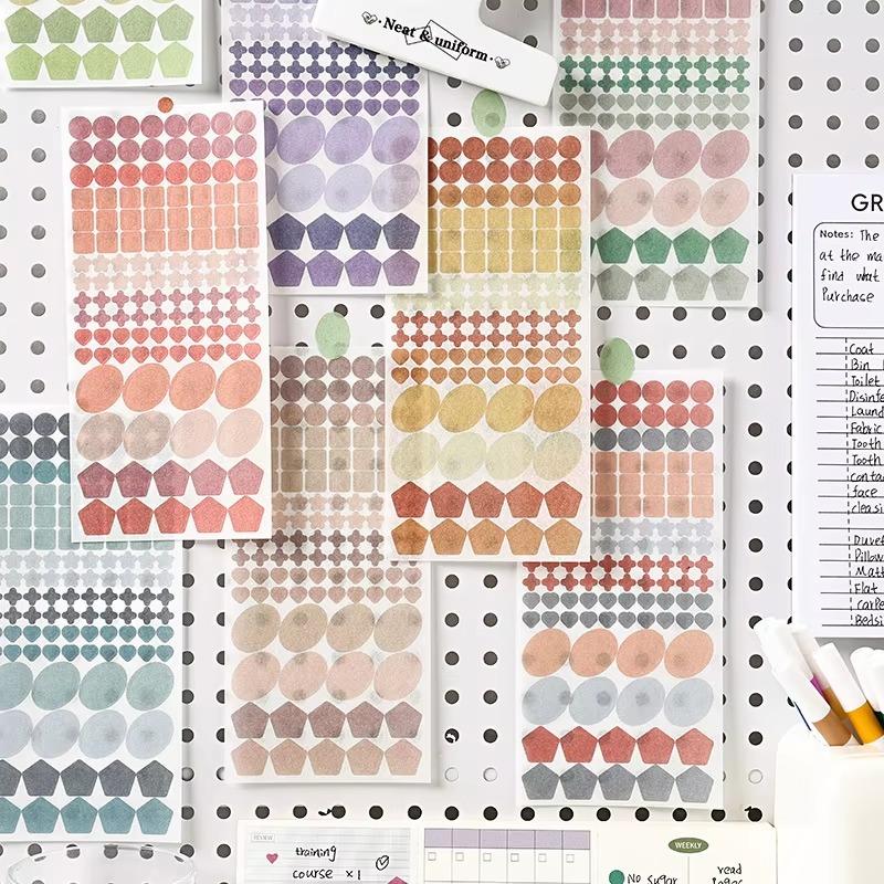 12 Sheet Set Colorful Dot Stickers Translucent Marker Labels for DIY Scrapbook Journal Decor Student Supplies Graffiti Stickers