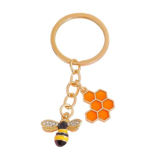 Keychain Pendant Decorative Bee Shape Keychain with Rhinestones Dripping Oil Compact Lightweight Versatile Backpack Accessory