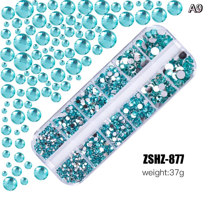 12Grids Box Mix Nail Art Rhinestone Nail Beads AB Crystal Flatback Jewelry Gems With Storage Organizer For Multicolour Nail Art