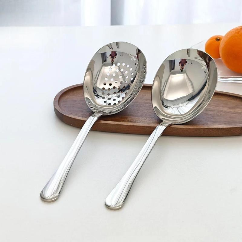 Food Contact Grade Stainless Steel Serving Spoon Filtering Soup Ladle for Restaurant Home Dinner Party
