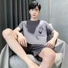 Men Pajamas Set Summer Short-sleeves Sleepwear Casual Cotton Sleepwear  Men Nightwear Shorts Pyjama Homme