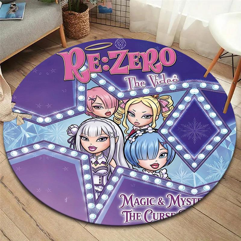 Re Zero Round Area Rug Carpet Rug For Living Room Bedroom Sofa Playroom Decor Nonslip Floor Mat