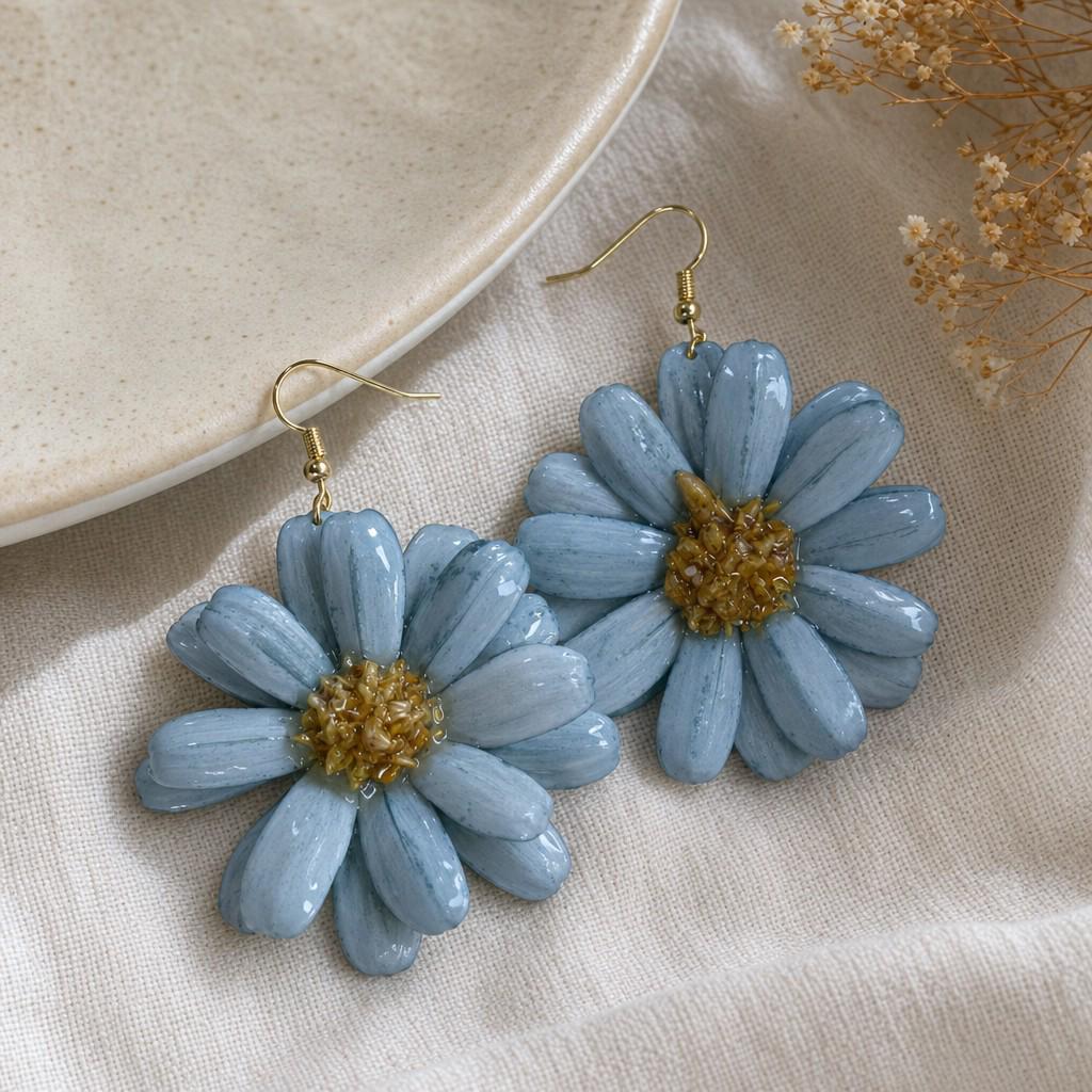 Orecchini a Fiocco in Vetro Blu Vintage - Ornamento dal Design Retrò