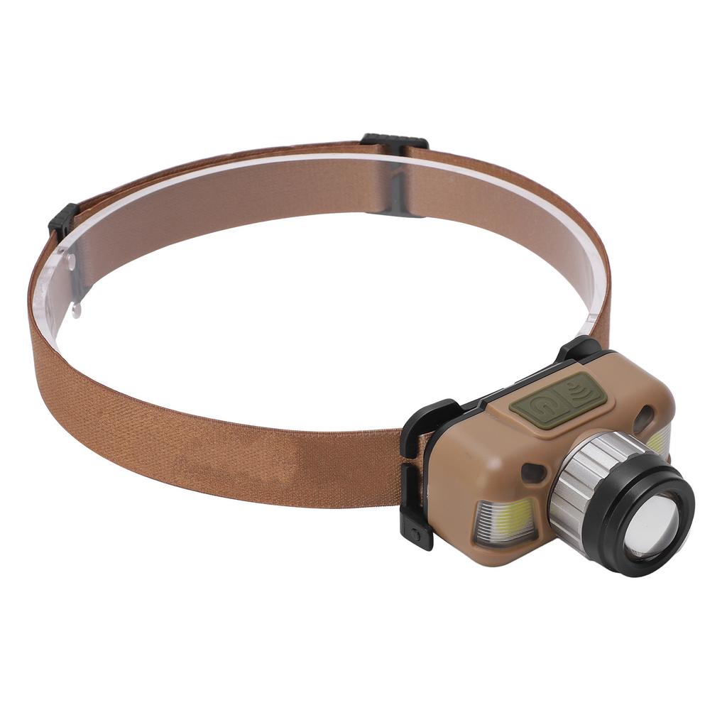 Mini Headlamp Type C USB Rechargeable Brown IPX4 Waterproof Lightweight Portable Headlight for Camping