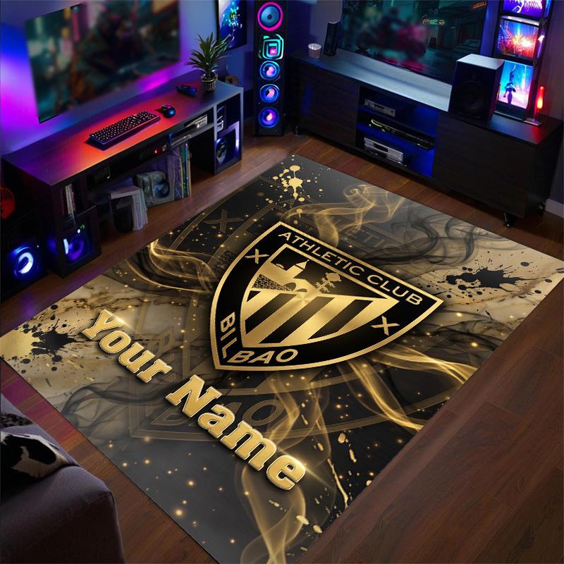 Crystal Velvet Rug Athletic Bilbao FC Print Custom Name Text Floor Mat Home Decor
