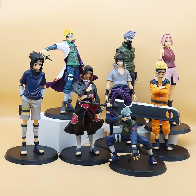 Anime Figure Collection: Naruto Characters - Kakashi, Uchiha, Itachi, Sasuke, Minato, and Sakura