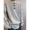 Men's Retro Henley Collar Knit Sweater - High-End Autumn/Winter Style
