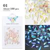 100 st/förpackning Aurora Flatback blandad form Harts Rhinestones Nail Art dekoration