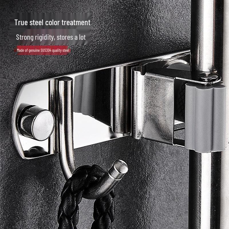 304 Stainless Steel Wall-Mounted Mop & Broom Holder