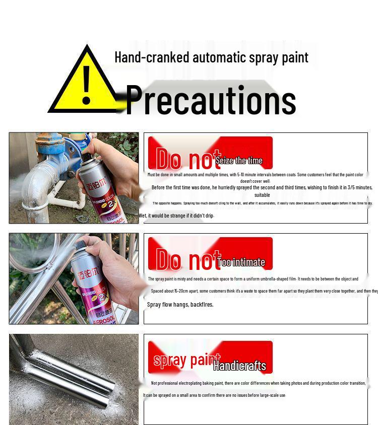 Chrome Self-Spray Stainless Steel & Rust-Proof Paint for Electroplated Metals, Galvanized Surfaces in Silver, Black, & White