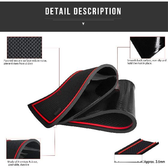 Auovo Anti Dust Door Mats for Chevy Traverse Accessories 2018 Interior Fit Door Cup Center Console Liners 28pcs/Set (Red,Updated)