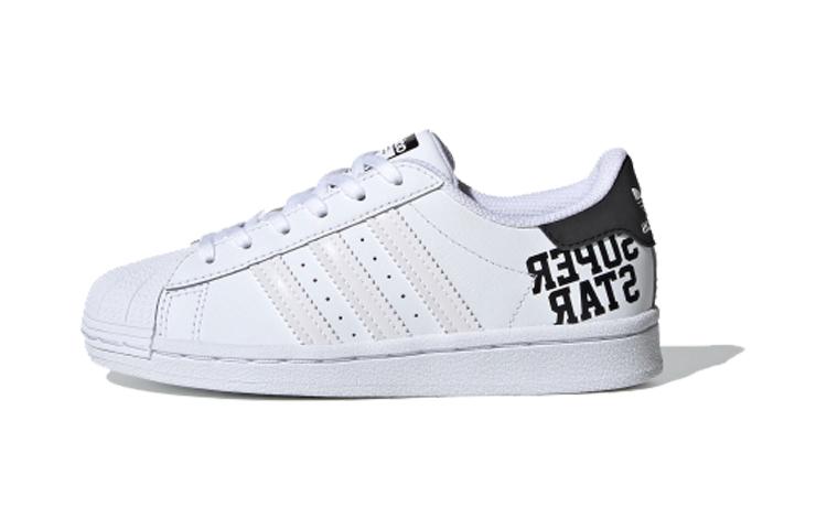

Adidas Originals Superstar J Шкіряні Стійкі до стирання Низькі Дитячі Скейтбордингові Кросівки Білі FV3749 28