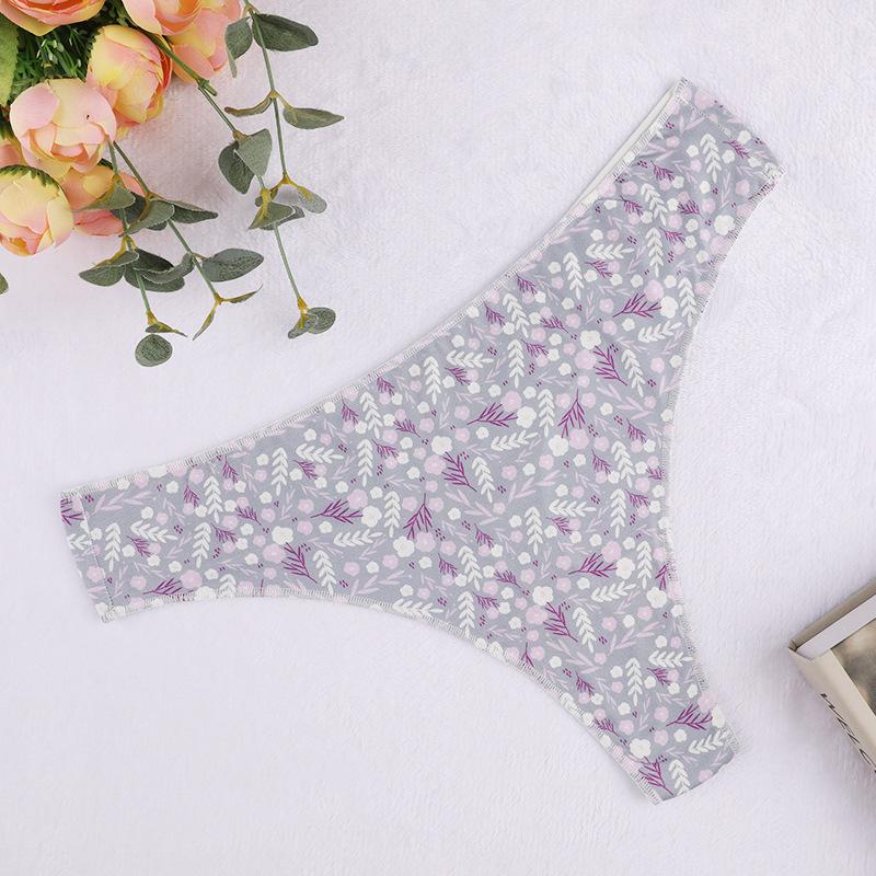Patterned T-back panties Seamless invisible breathable briefs Low-rise women's knickers Thong underwear