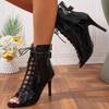 2026 Neue Sexy Damen High Heels Schnürstiefel Damenschuhe Rutschfeste Sohle Anpassbar Latein Tanzen Street Booties Übergröße