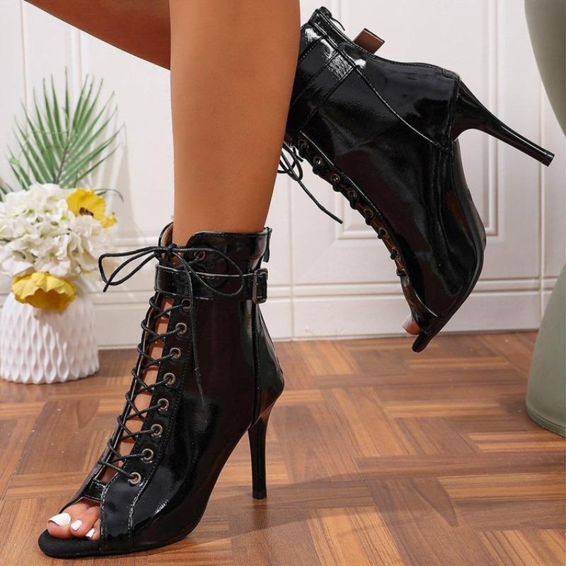 2026 Neue Sexy Damen High Heels Schnürstiefel Damenschuhe Rutschfeste Sohle Anpassbar Latein Tanzen Street Booties Übergröße
