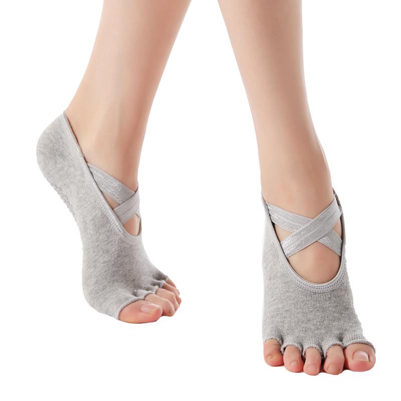 Meias de Yoga Antifricção de Dedo Aberto Antiderrapantes