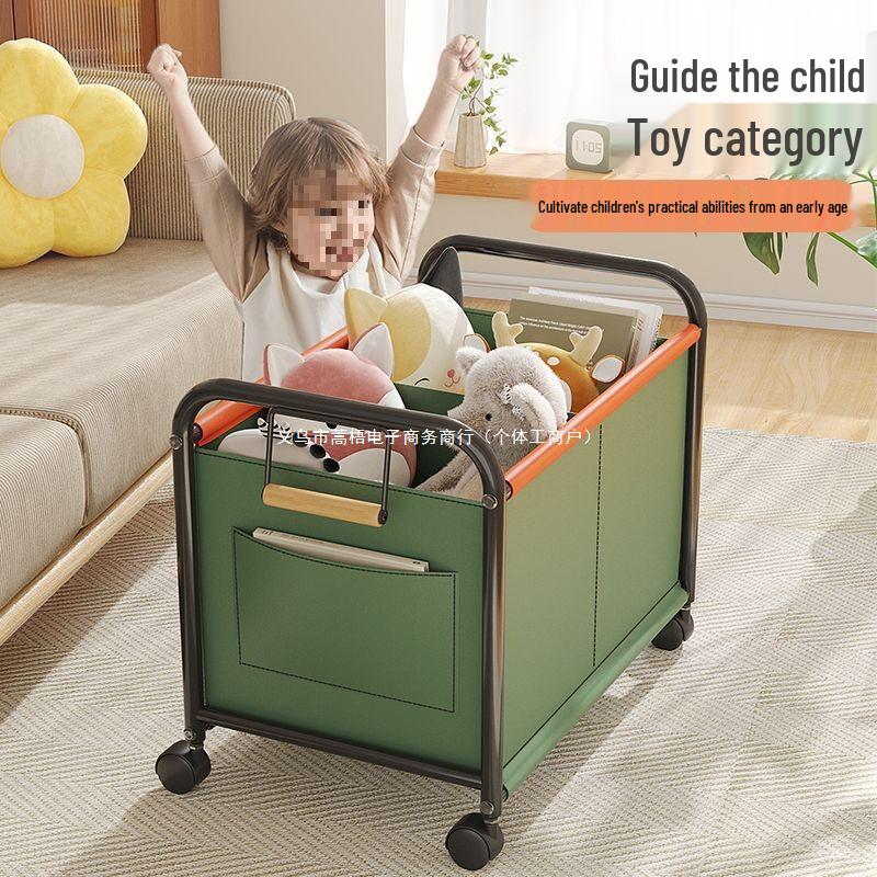 Multifunctional Children's Toy Storage Trolley with Wheels