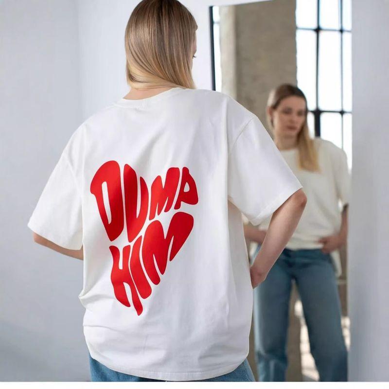 Western Style Fashion Casual Loose Letters Print Short sleeve T-shirt Top Printed Letter T Shirt