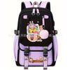 School Bag Printed Backpack USB Port Anime Cartoon Student Large Capacity Canvas Bag
