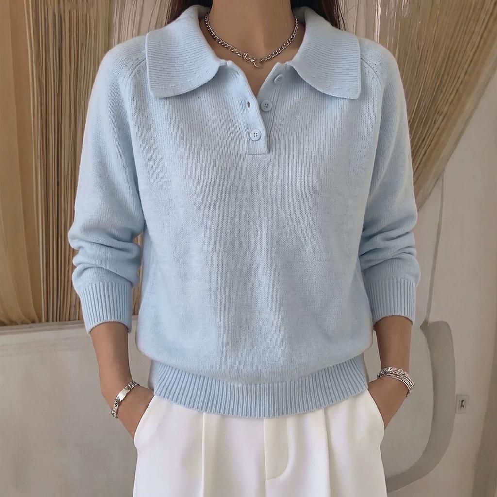 YYFS Women's Fashion Casual Fall Winter Solid Color Print Long Sleeve POLO Neck Sweaters