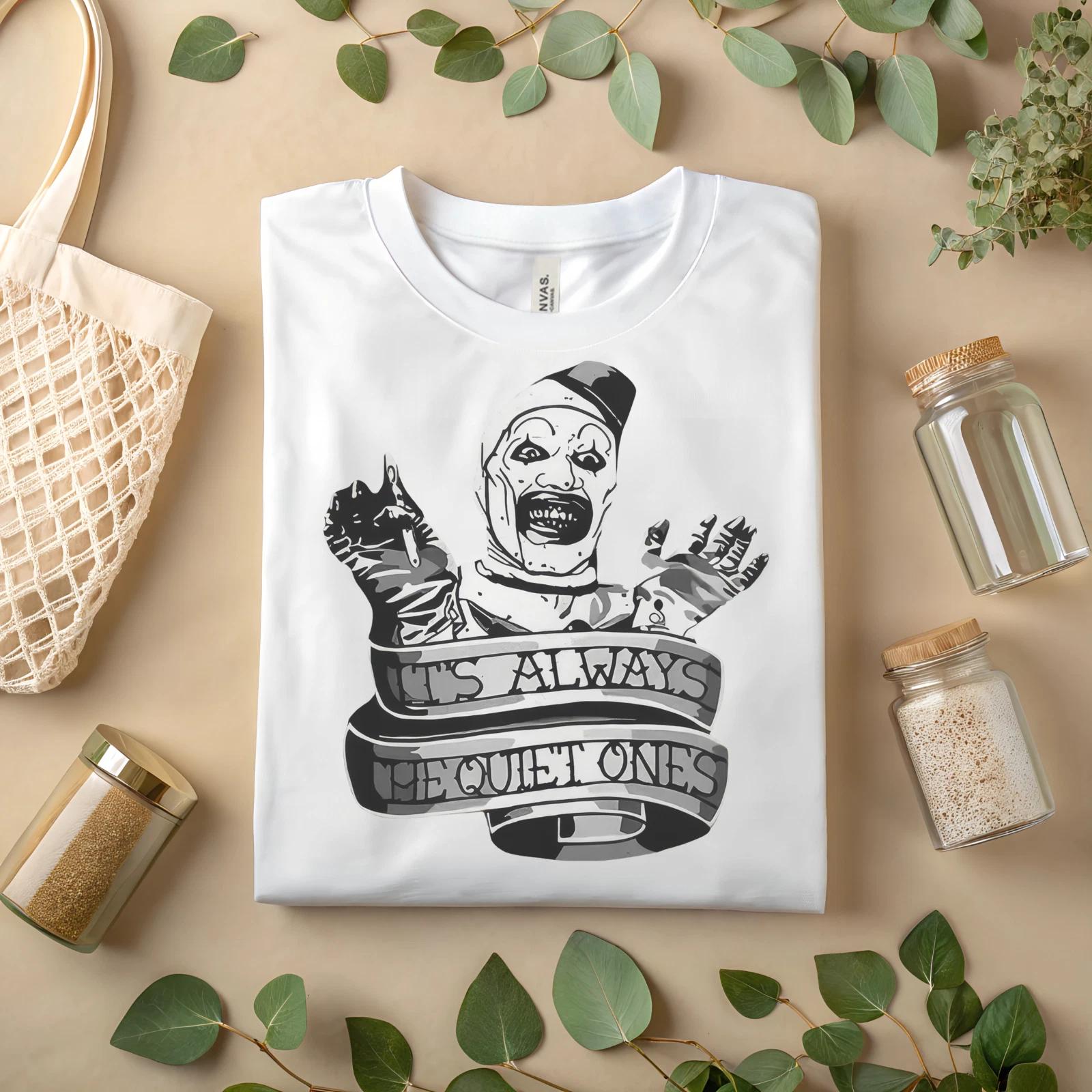 

It’s Always The Quiet Ones T-Shirt – Creepy Clown Horror Graphic Tee A196 4XL
