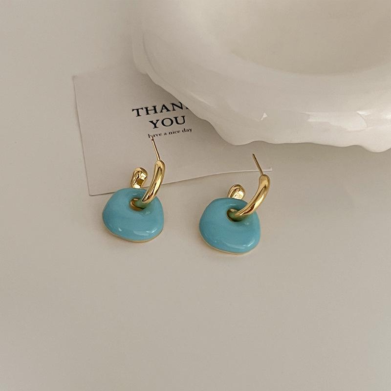 Colorful Zircon Drip Glaze Hoop Earrings: Chic Light Luxury Style for Fashion-Forward Women