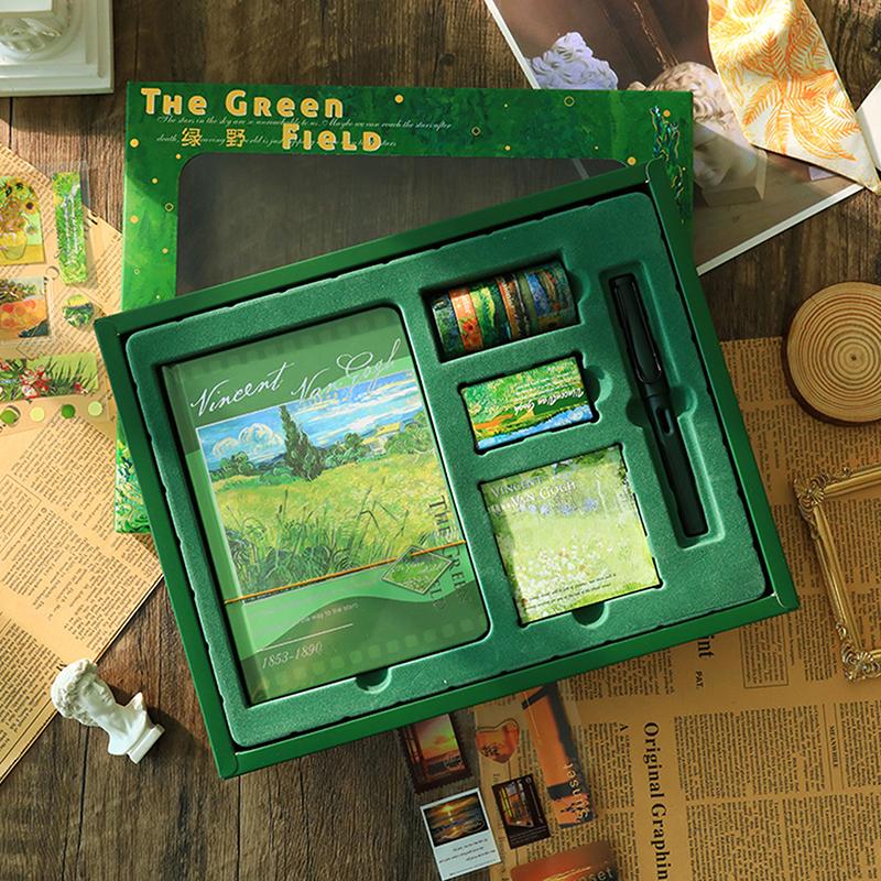 

1Set Oil Painting Light Shadow Series Stickers Pen Scrapbook Material Decor Gift Box Creative Diy Journal Collage Stationer зелёный