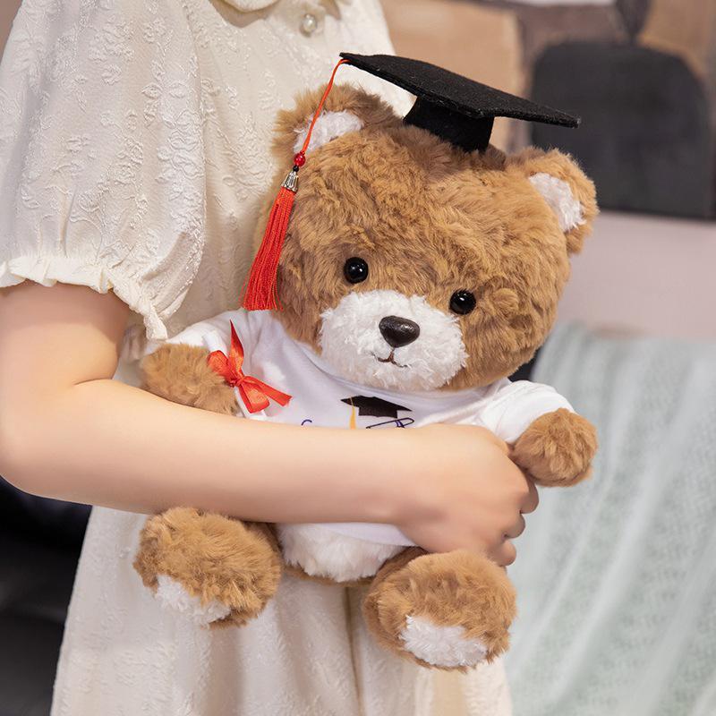 Graduation Teddy Bear Plush Toy - Cute Dr. Cake Bear Stuffed Animal Gift for Girls' Birthday