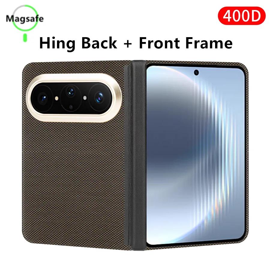 Kit Genuine Aramid Carbon Fiber for Magsafe Case for Huawei Pura X Max Matte Hard Magnetic Hinge Armor Back Cover Front Frame