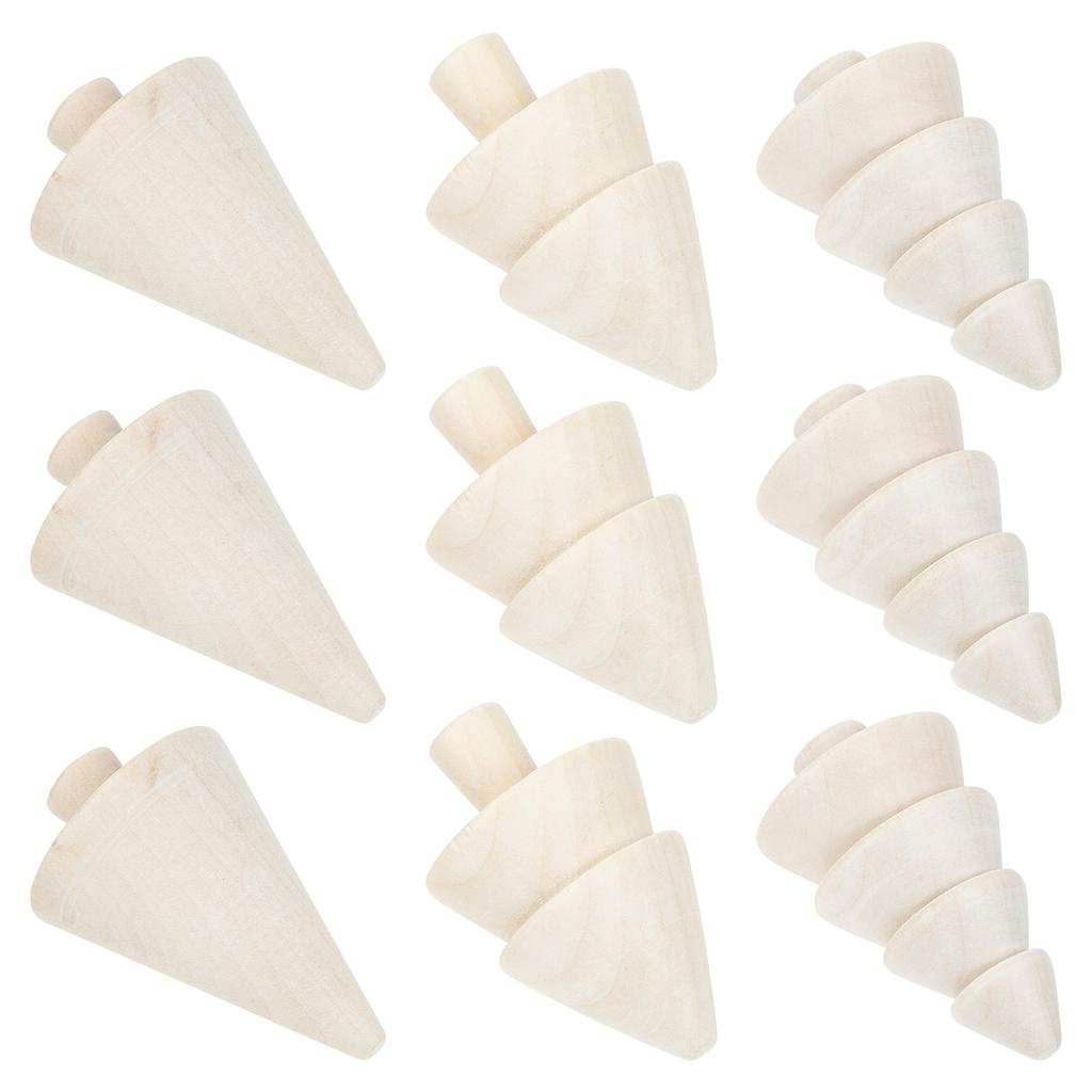 9Pcs Unfinished Wood Christmas Trees DIY Decor Craft Set Eco Friendly Wooden Ornaments for Children Handmade Art Projects Xmas