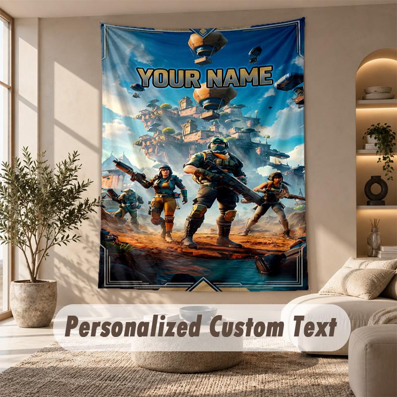 Fortnite Tapestry, Personalized Custom Text, Wall Hanging Tapestry For Living Room Home Wall Decor