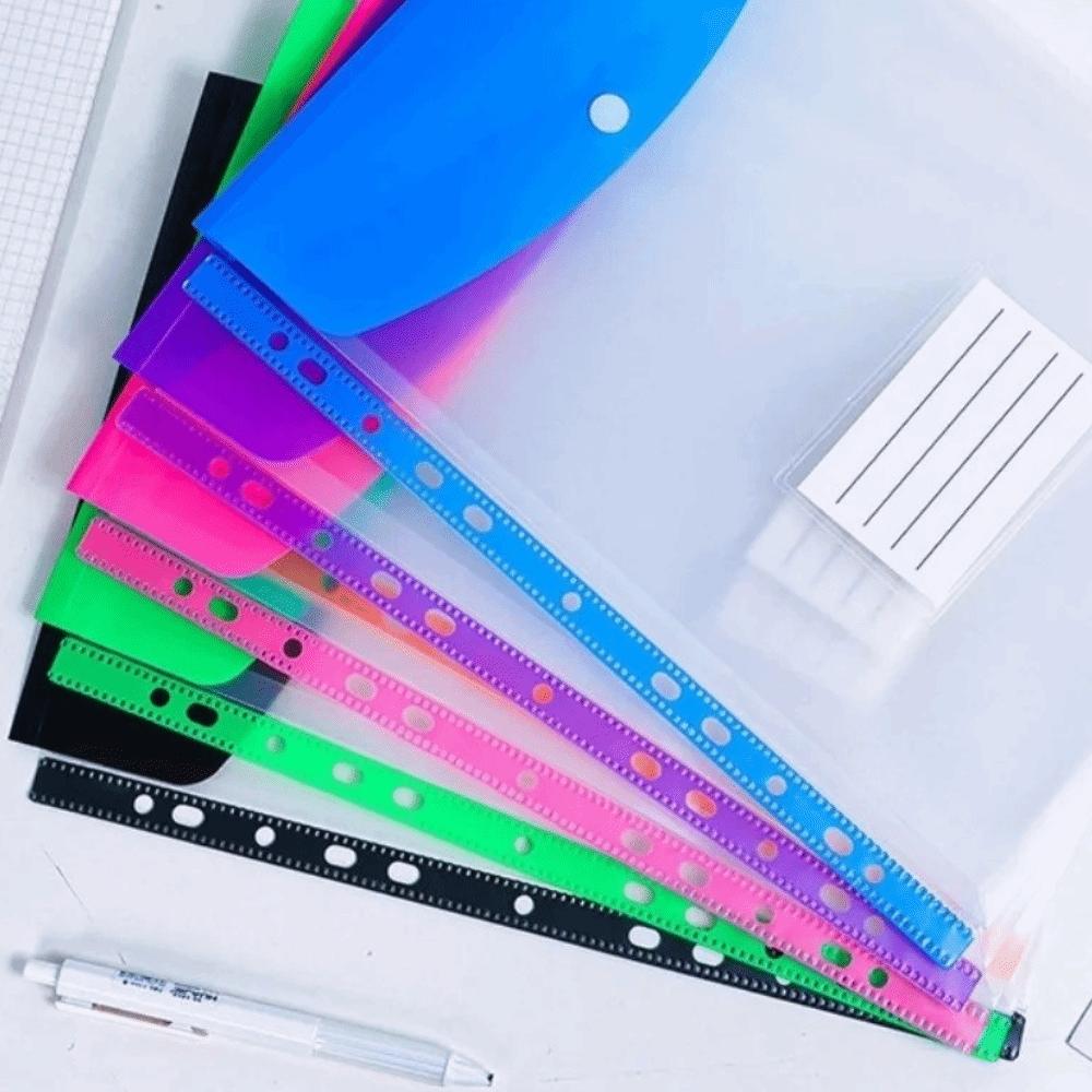 12Pcs Transparent Loose-Leaf File Bags Large-Capacity Binder Cash Envelopes  School Office Home