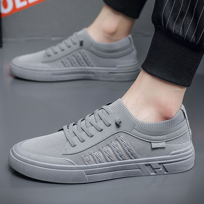Low-top Fly-woven Men's Shoes Mesh Breathable Fashion Casual Soft Sole Lightweight Trend Men's Board Shoes