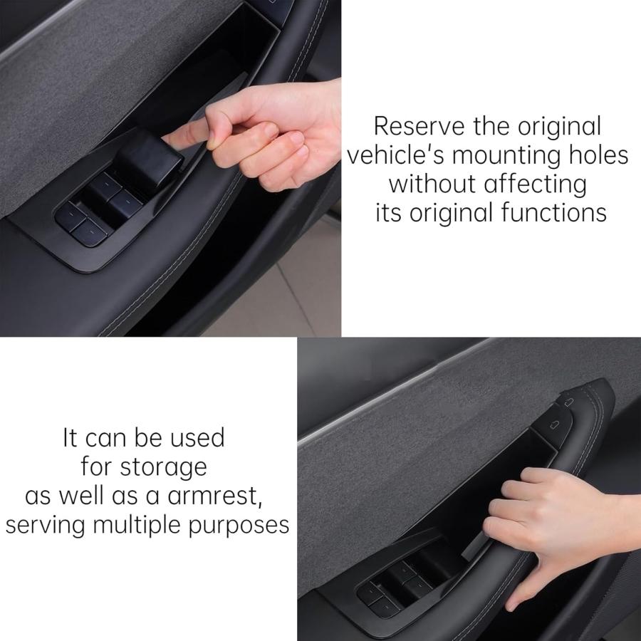 For Lhd Tesla Model Y Juniper 2025 ABS Door Handle Storage Box Model 3 Highland 24-25 Door Side Pocket Armrest Passenger Storage