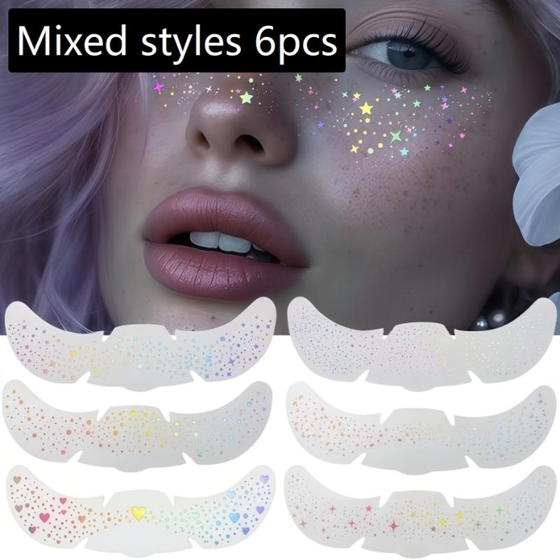Glitter Freckles Holographic Stickers Heart Freckle Tattoos Glitter Stickers Waterproof Temp Tattoos