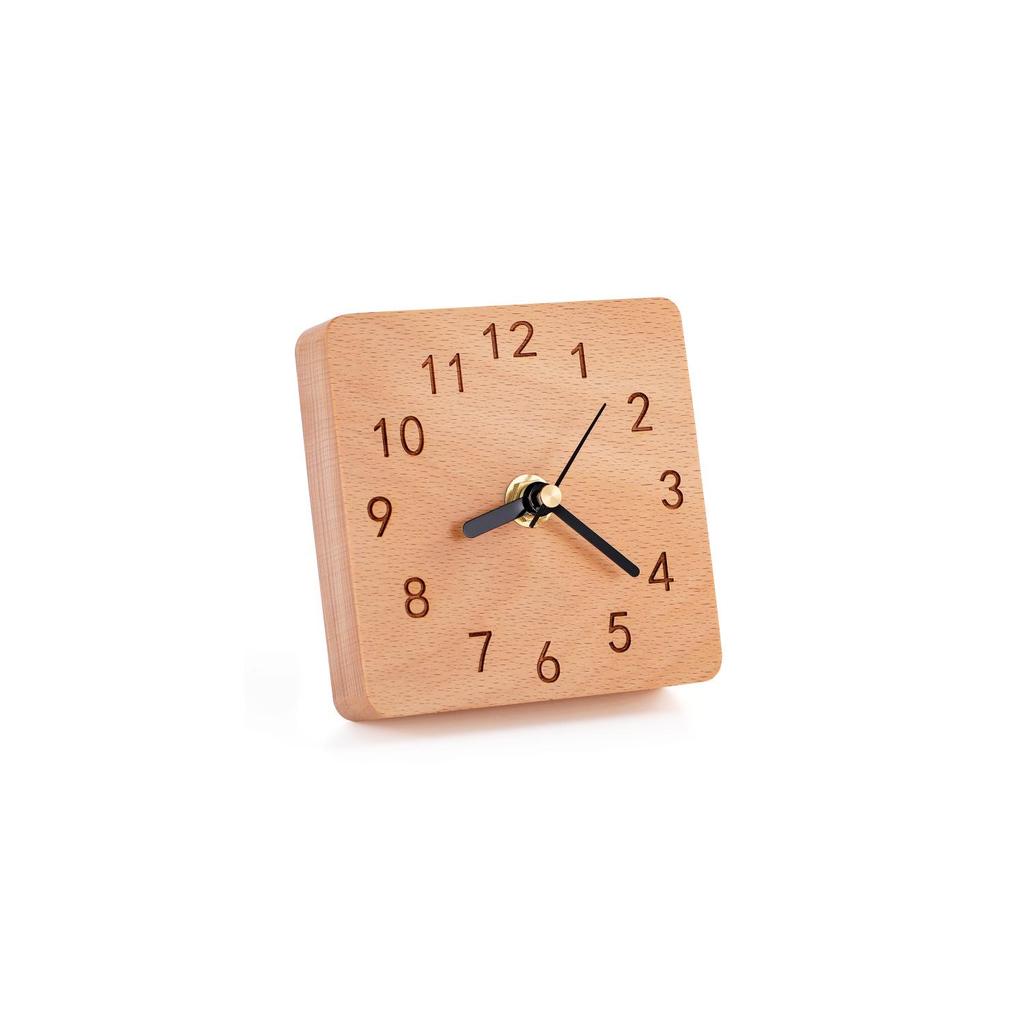 Solid Wood Retro Alarm Clock - Silent Bedside Table Clock