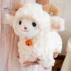 Stuffed Toy with Bells Cute Sheep Plush Doll Bell, Soft Animal Stable Standing Room Accessory Toy, Curly Fluffy Fabric Embroidery Details Figurine for
