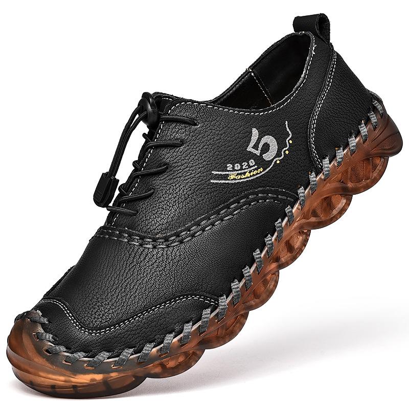 Pánské jarní a podzimní business casual boty Prodyšné kožené boty Pohodlné ručně vyráběné boty na řízení Univerzální boty