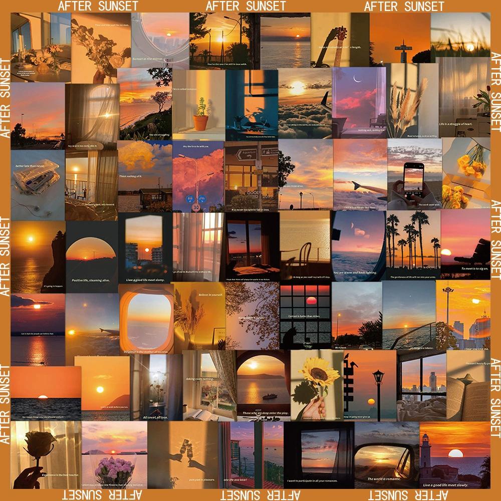 10/30/50pcs Beautiful Sunset Scenery Stickers Aesthetic Landscape Graffiti Decals for Motorcycle Guitar Luggage Cartoon Sticker