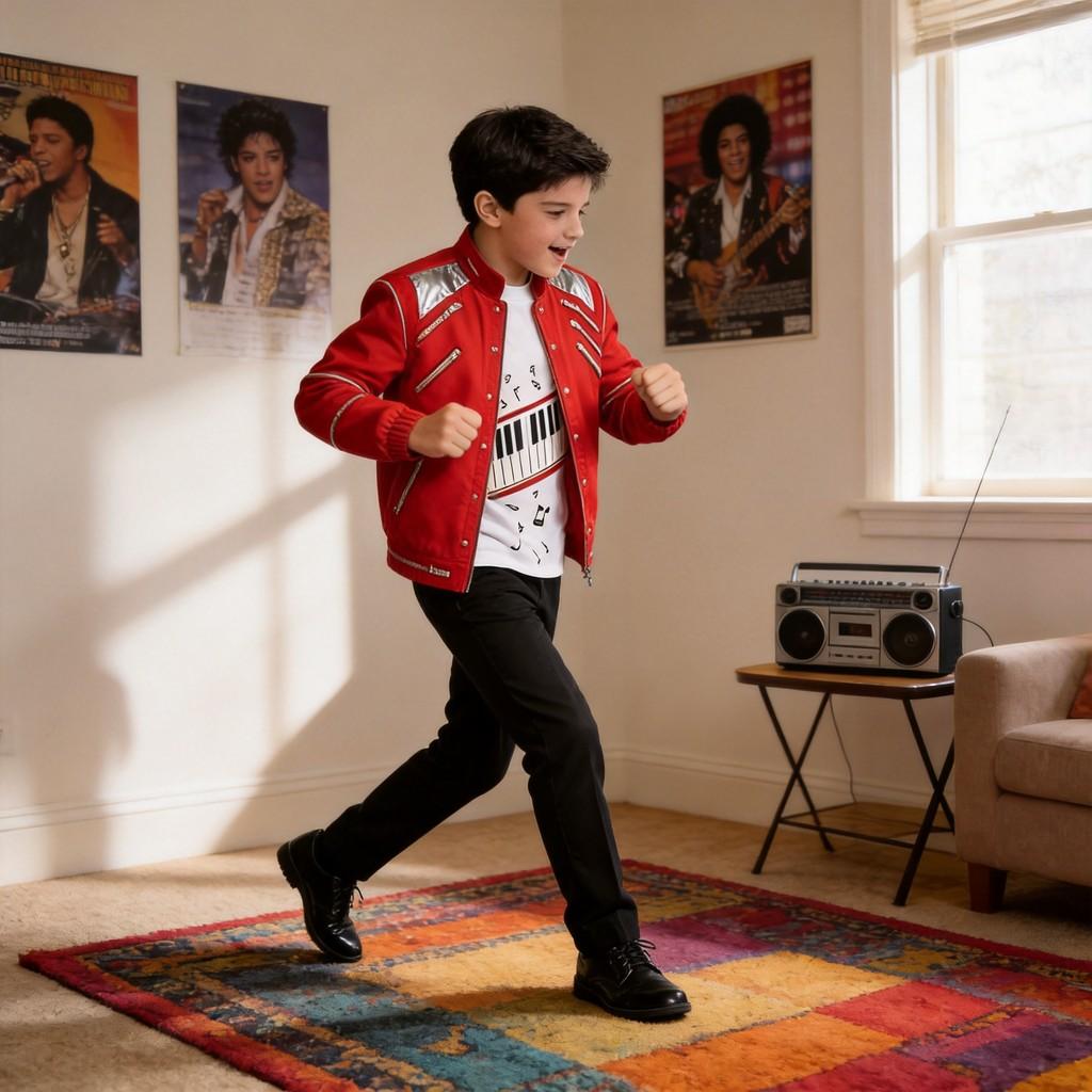 Michael Jackson Performance Costume Threepiece Red Leather Cosplay For Children