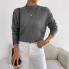 Maglione da Donna a Collo Alto Mezzo Scollo Manica Lunga in Maglia Tinta Unita Vestibilità Larga