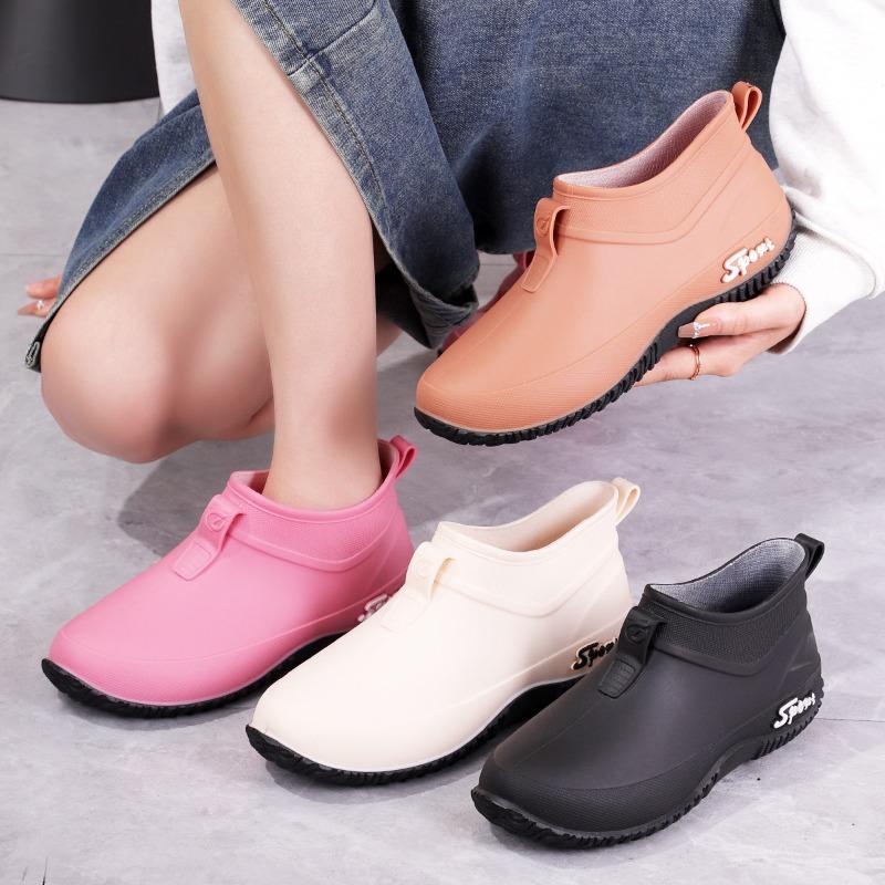 Rain shoes women's new fashion soft rainy season wear cotton comfortable short work shoes waterproof rain boots water shoes durable