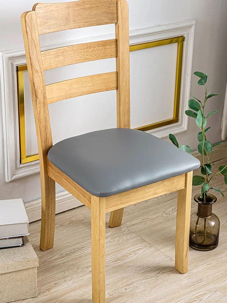 Waterproof PU Leather Dining Chair Slipcovers Removable Cushion Covers for Home Kitchen Hotel Upholstered Chair Protector