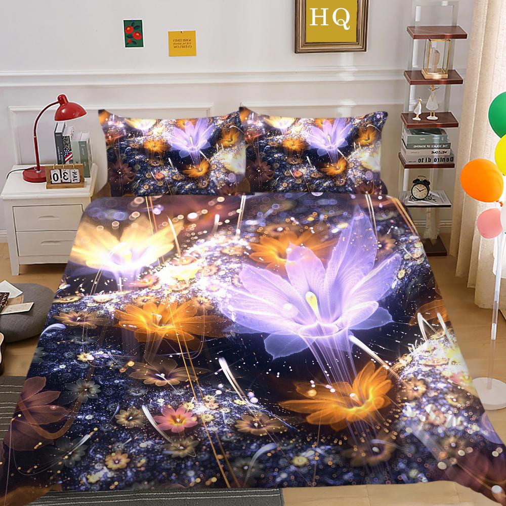 3D Flowers Printing Bedding Cover King Size Polyester Bedspreads Design High Quality Home Bedclothes